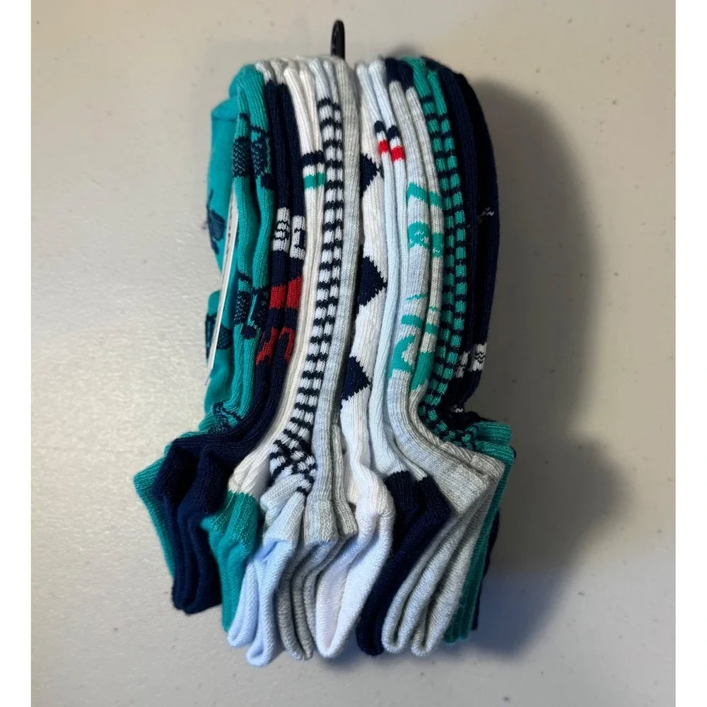 No‎ Boundaries Socks Women 4-10 Multicolor Low Cut 10 Pairs Sporty Green NEW
